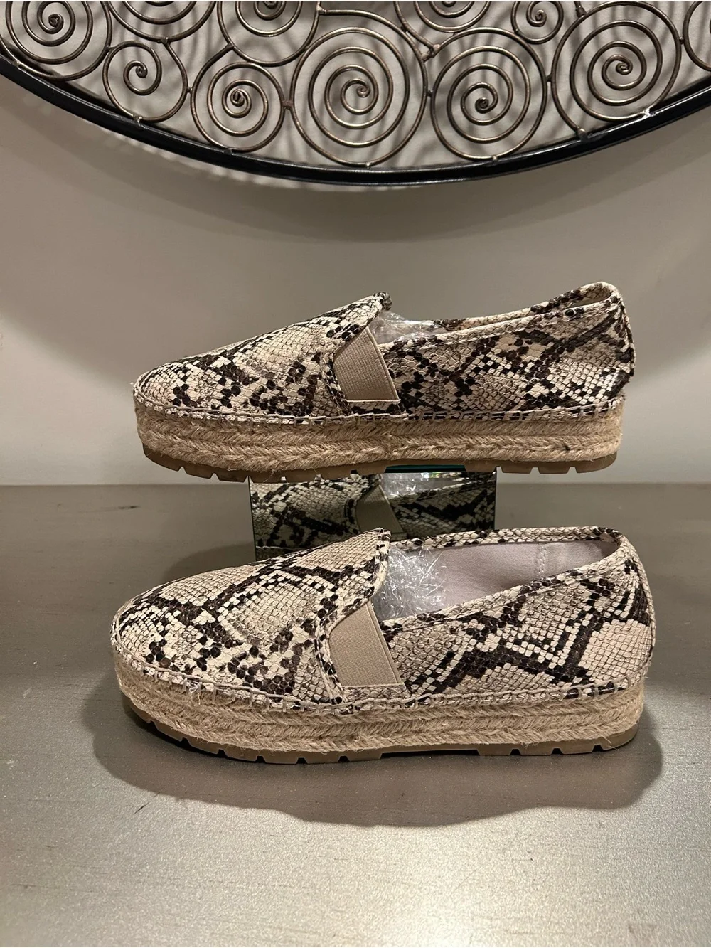 Sam Edelman Snake-Print Espadrille Slip-On Loafers - Beige/Black
